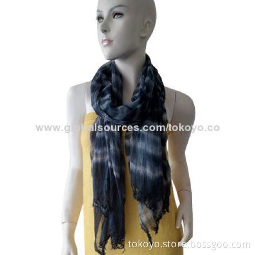 Viscose scarf with ombre effect, made of viscose and modal, screen printing, vague style